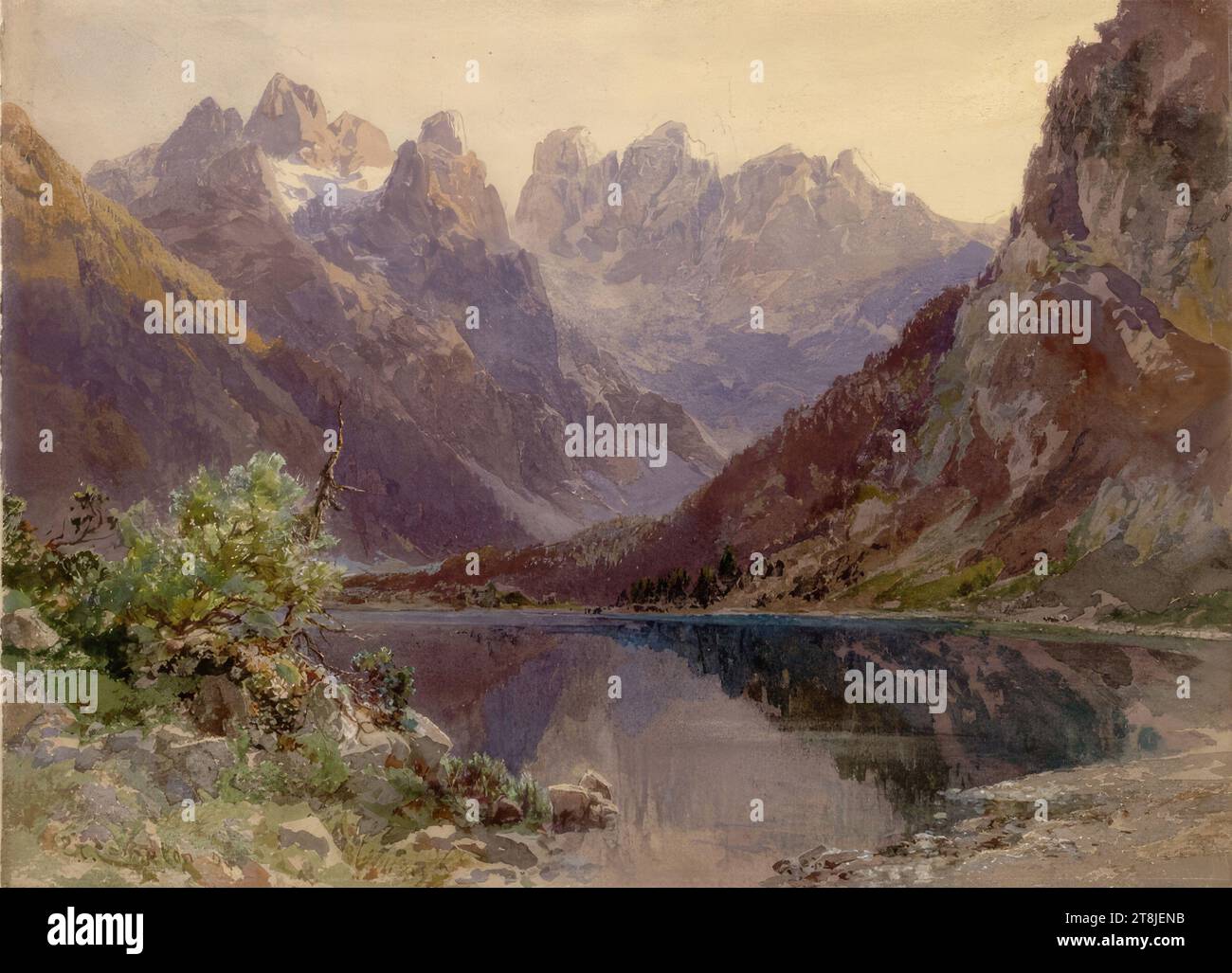 Vue de Dürrensee, Edward Theodore Compton, Stoke Newington, Grande-Bretagne 1849 - 1921 Feldafing, 1904, dessin, crayon, aquarelle, rehaussé de blanc, 27,0 x 37,0 cm Banque D'Images