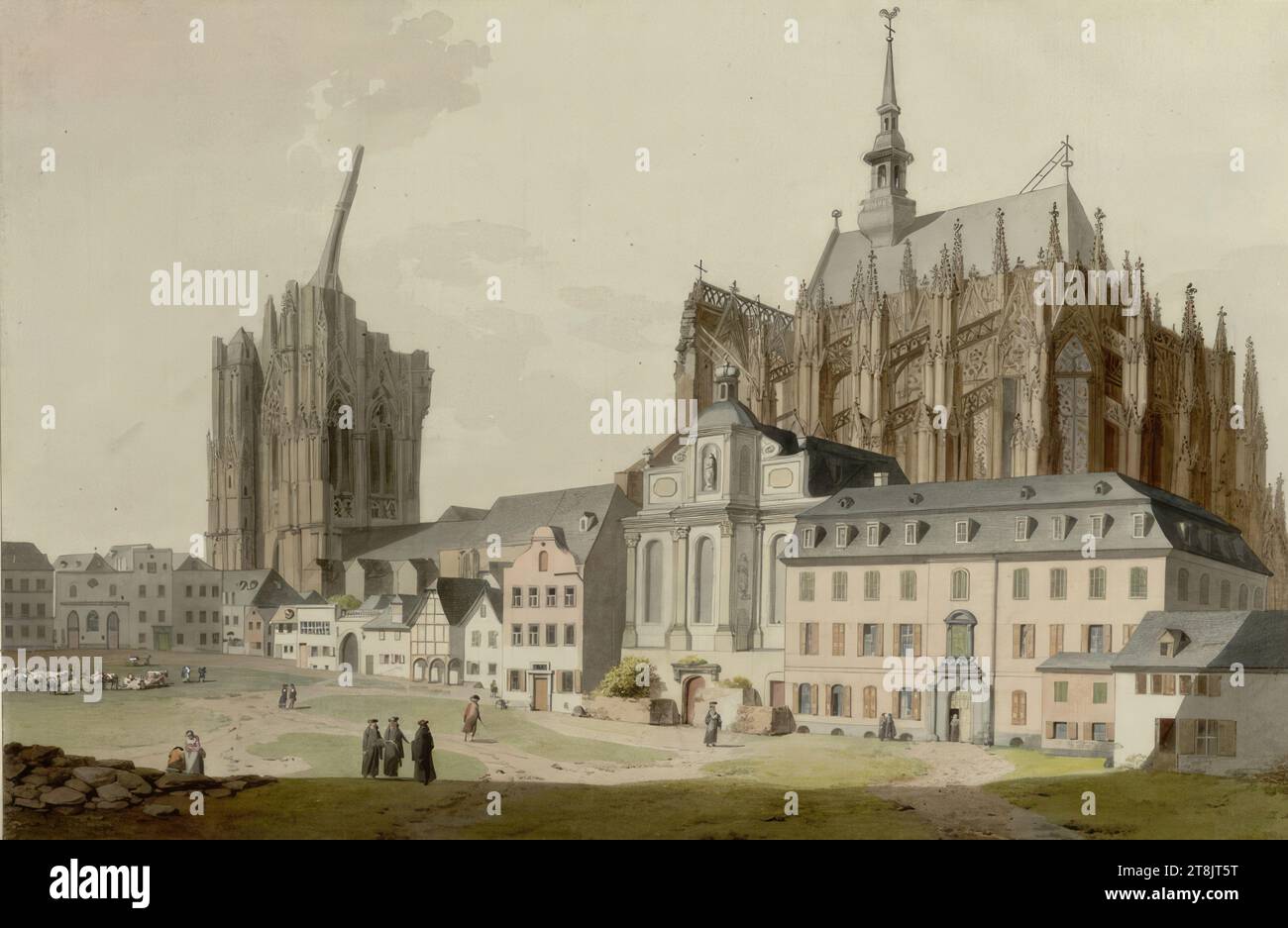 Cathédrale de Cologne, série de 50 parties : vues sur le Rhin, Lorenz Janscha, Radmannsdorf, Krain, 1749 - 1812 Vienne, vers 1780, dessin, aquarelle, 29,3 x 44,4 cm, l. et duc Albert de Saxe-Teschen, Autriche Banque D'Images