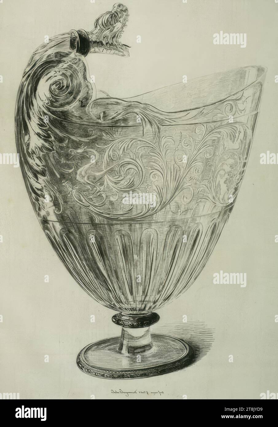 Bol en verre, Musée du Louvre, PL. 34, musée du Louvre, Jules Ferdinand Jacquemart, Paris 1837 - 1880 Paris, vers 1865, estampe, gravure, feuille : 51,7 cm x 35 cm, dans la planche M.U.' Imp. Delâtre, Paris Banque D'Images