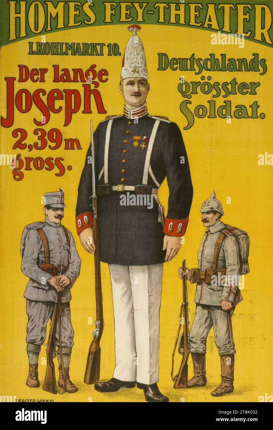 MAISONS FEY THEATER ; I. MARCHÉ DU CHOU 10e ; le long Joseph, le plus grand soldat d'Allemagne, anonyme, avant 1914, impression, impression planographique, feuille : 1005 mm x 700 mm Banque D'Images