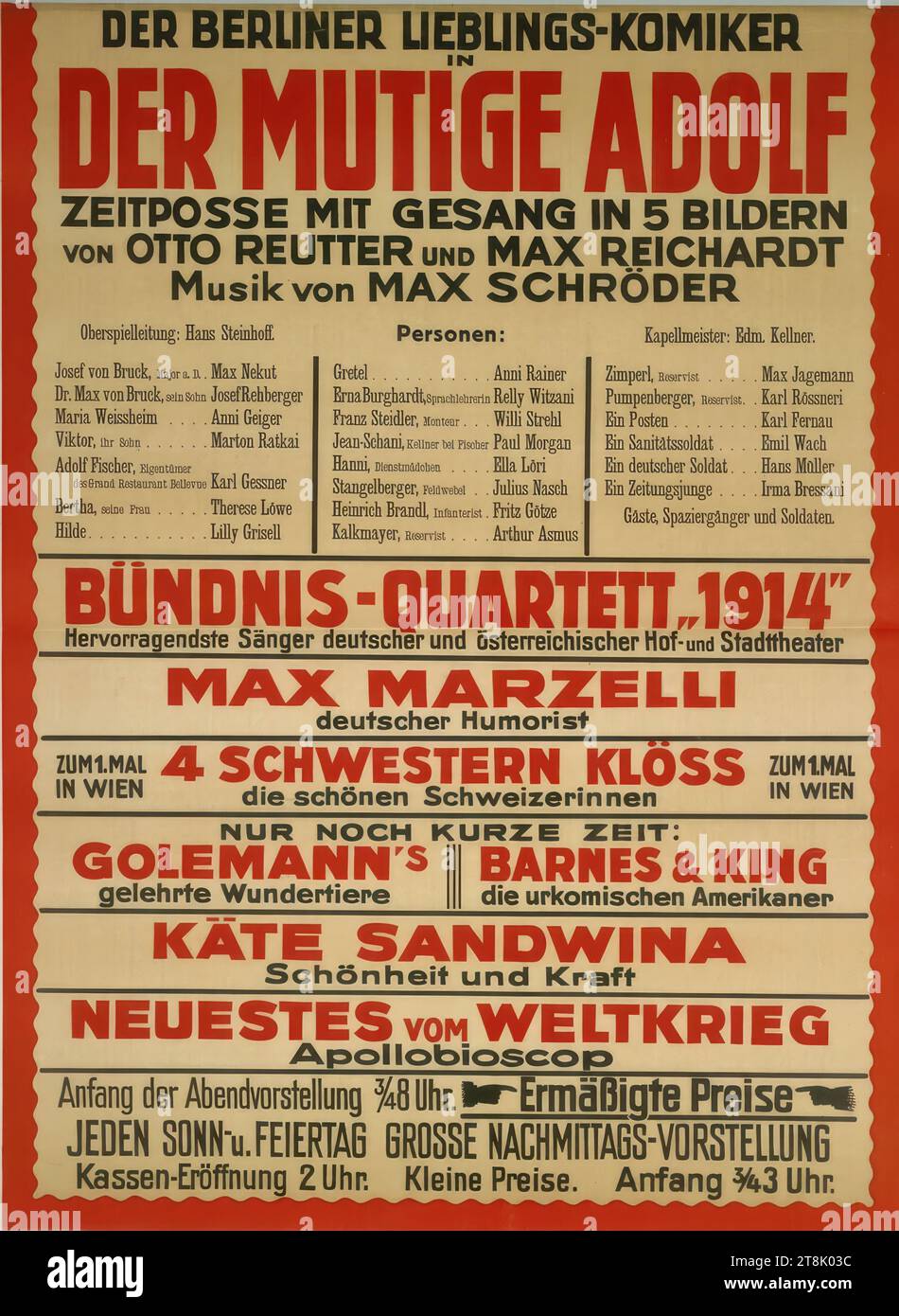 LE COURAGEUX ADOLF ; Apollo Theater ; 1914, partie inférieure de DG1914/697, Anonyme, 1914, gravure, impression planographique, feuille : 1260 mm x 950 mm Banque D'Images