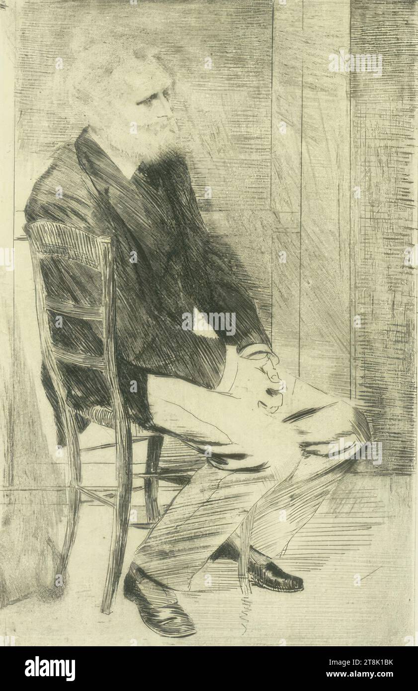 Manet, assis, face à droite, Edgar Degas, Paris 1834 - 1917 Paris, 1864, estampe, gravure et pointe sèche ; IV État IV, PG 19,5 x 13 cm ; BG 25 x 17,3 cm Banque D'Images