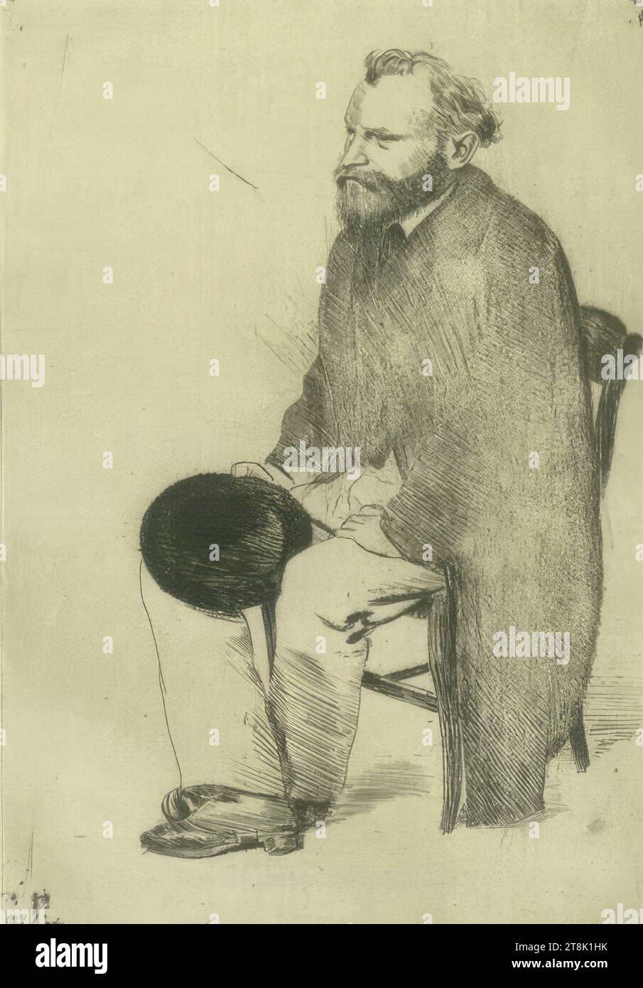 Manet, assis, face à gauche, Edgar Degas, Paris 1834 - 1917 Paris, 1864/65, estampe, gravure ; II. État II, PG 17,1 x 12 cm ; BG 36 x 27 cm Banque D'Images