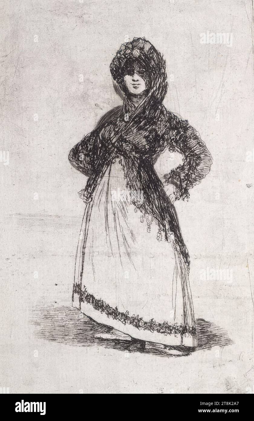A Maja, sur fond blanc, Francisco José de Goya y Lucientes, Fuendetodos, Aragón 1746 - 1828 Bordeaux, posthume, avant 1859, estampe, gravure Banque D'Images