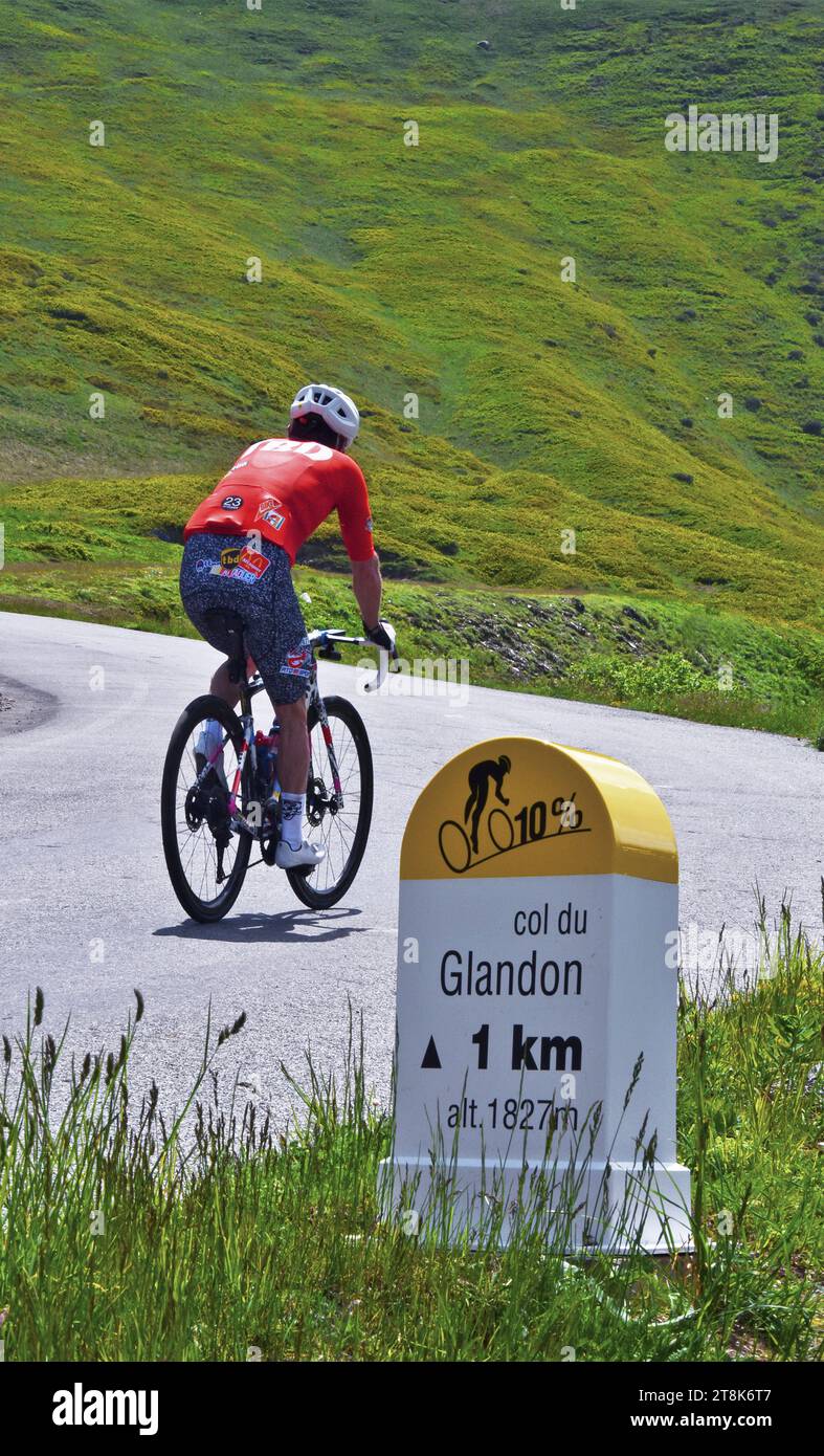 Col de montagne étape cyclable, Col du Glandon de la Chambre, France, Savoie Banque D'Images
