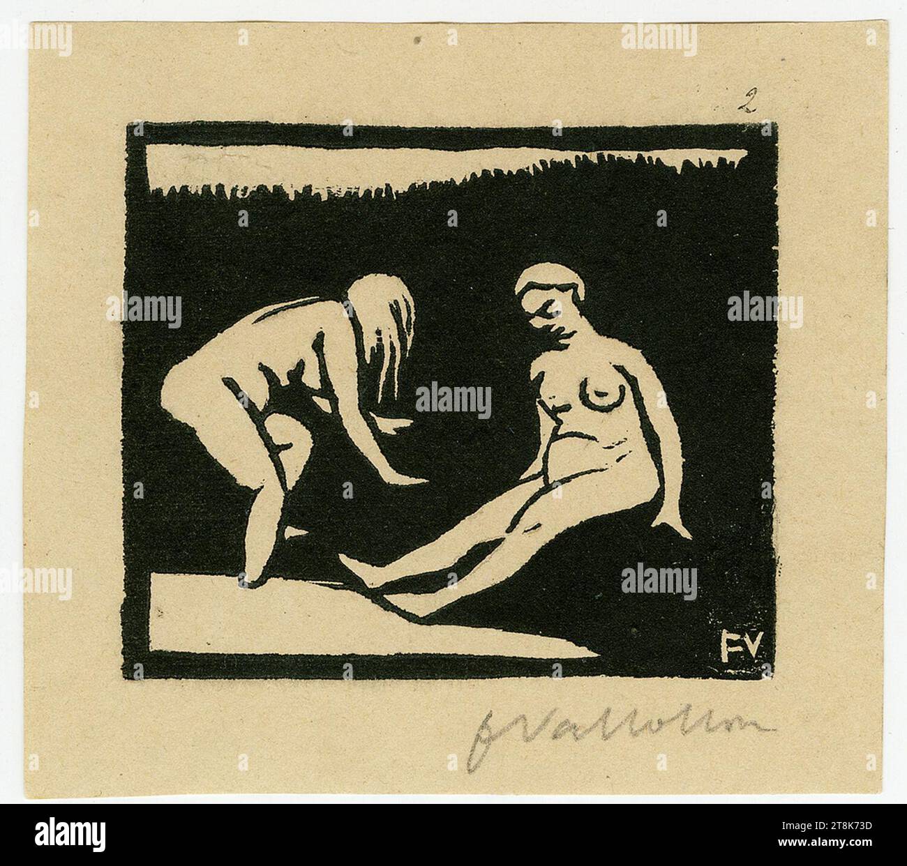 Vallotton - les petites baigneuses, planche 4 la sortie du bain, E 83-0338. Banque D'Images