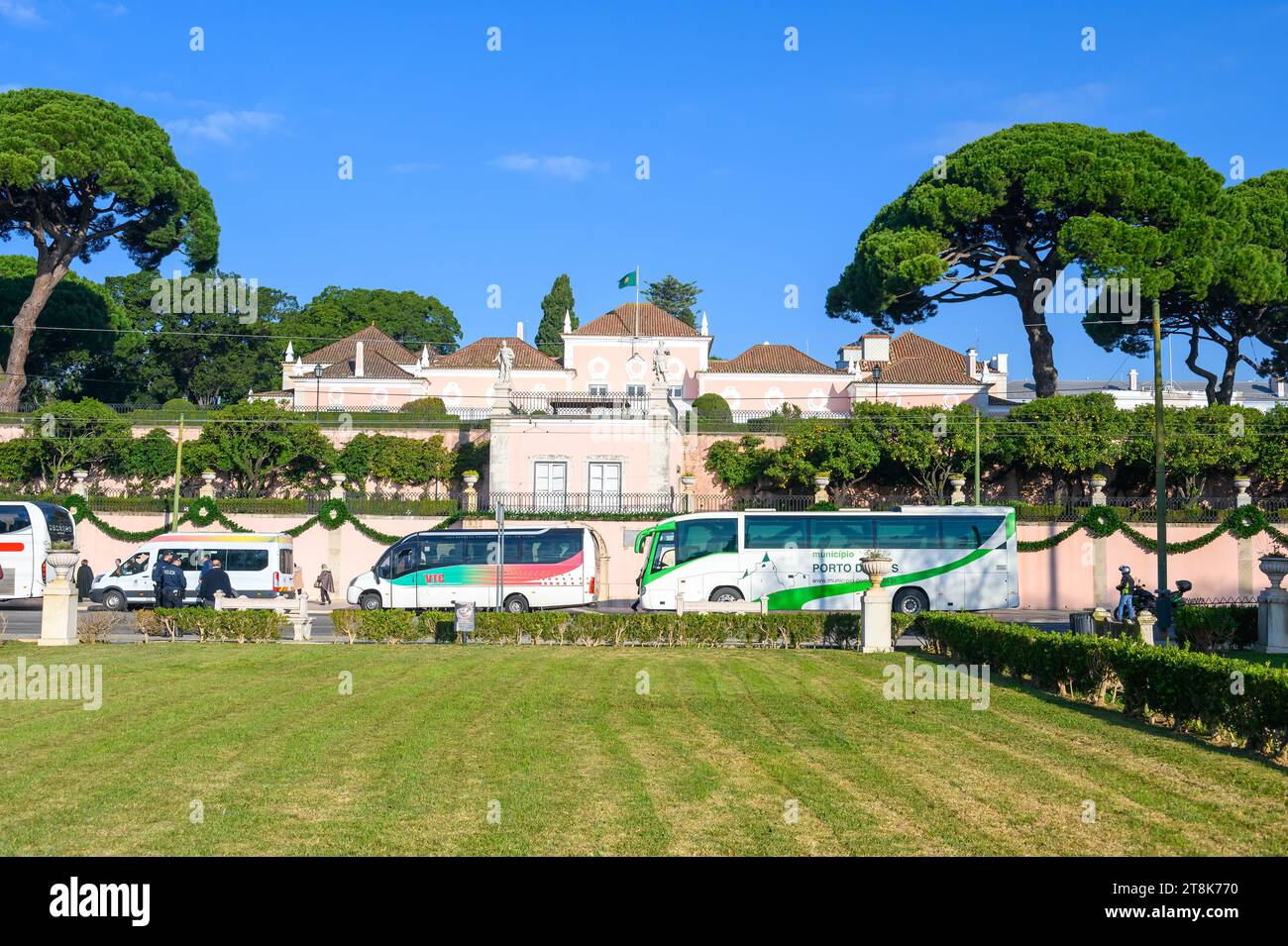 LISBONNE, PORTUGAL, place du palais du gouvernement dans le quartier de Belem. Banque D'Images
