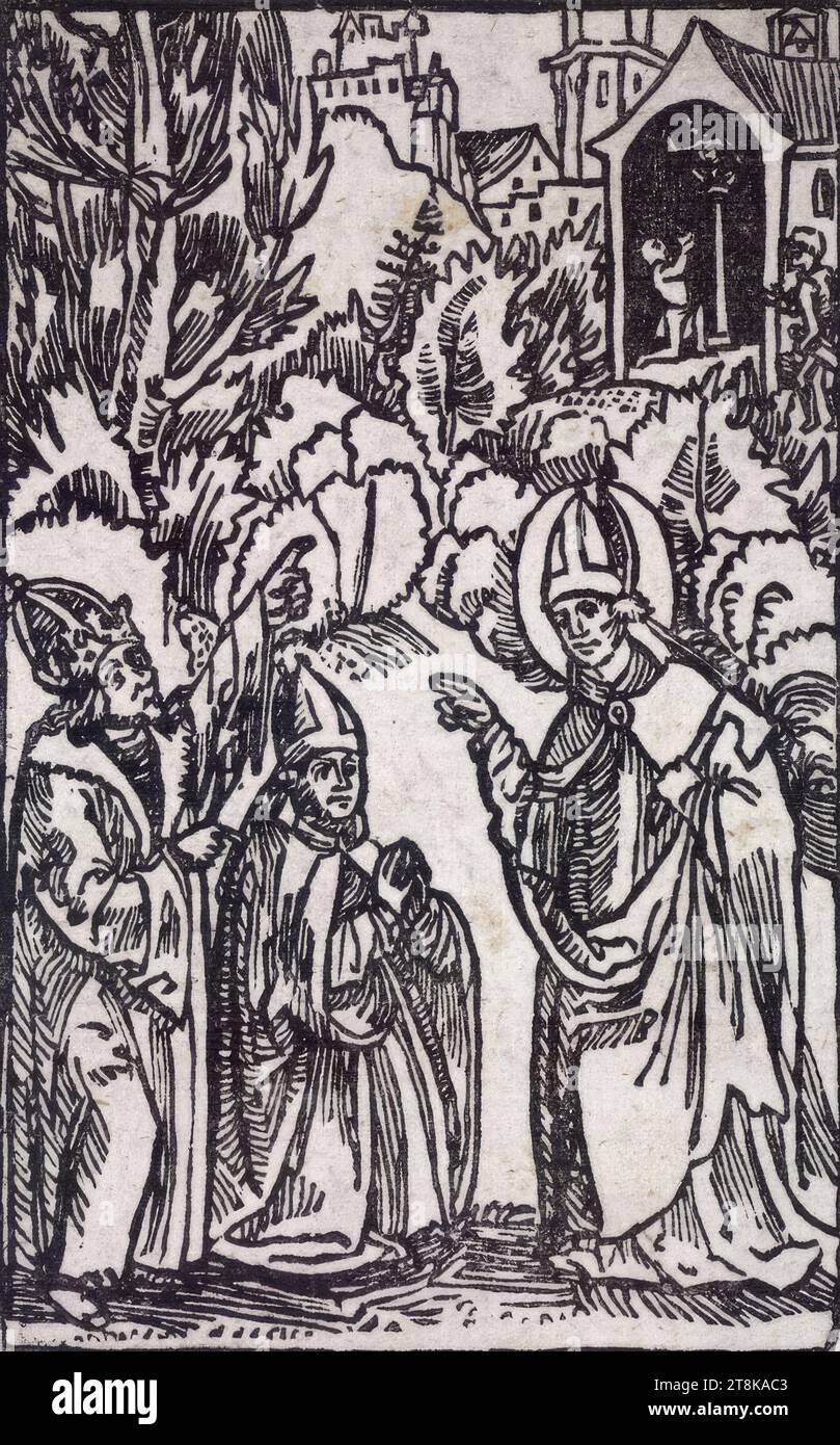 Saint Wolfgang et l'empereur Otto II, Anonyme, gravure, gravure sur bois, et. 'L'autre Otto Römischer Kaiß Banque D'Images