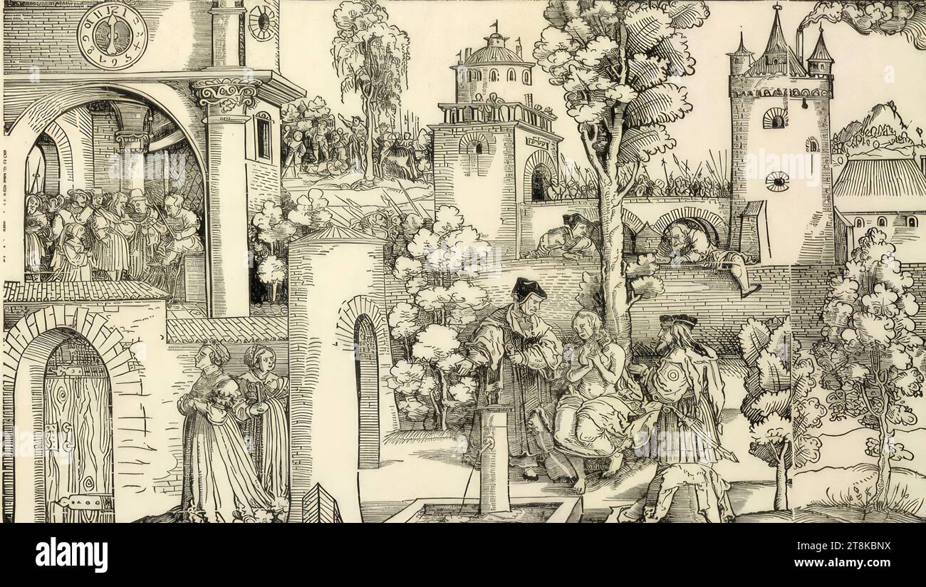 L'histoire de Susanna, Hans Schäufelin, Rhin supérieur vers 1482/83 - 1539/40 Nördlingen, 1536, impression, gravure sur bois, feuille : 22,9 x 36,3 cm Banque D'Images