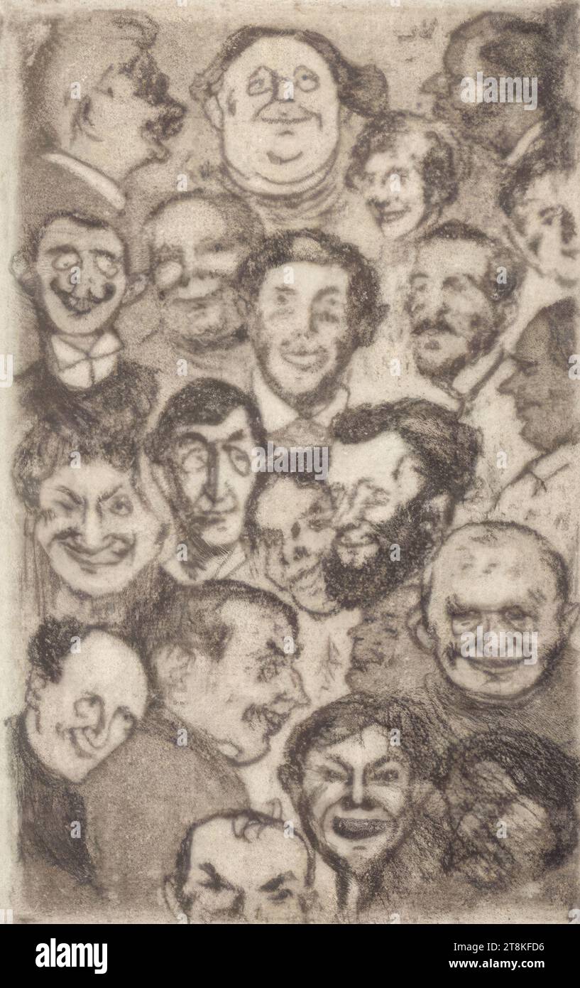 Têtes, Emil Orlik, Prague 1870 - 1932 Berlin, 1896, estampe, gravure ; Aquatinte, assiette : 5,5 x 3,8 cm Banque D'Images