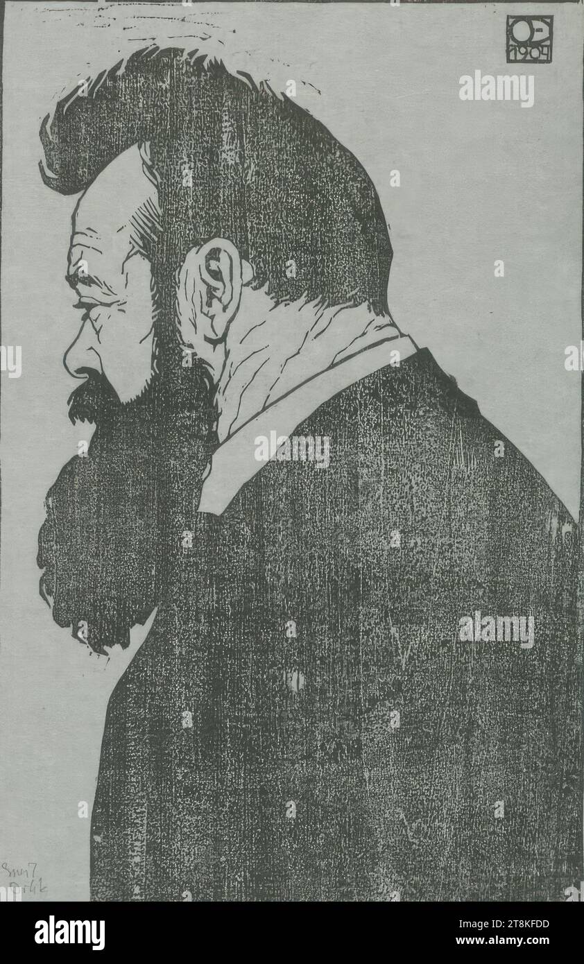 Portrait de Ferdinand Hodler, Emil Orlik, Prague 1870 - 1932 Berlin, 1904, estampe, gravure sur bois, 40,5 x 27,6 cm Banque D'Images