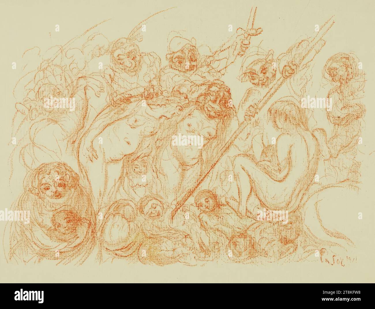 Scènes de la vie du Christ ; le massacre des innocents, scènes de la vie du Christ. Galerie Georges Giroux, 1921, James Ensor, Ostende 1860 - 1949 Ostende, 1913, édition 1921, tirage, lithographie couleur; papier Van Gelder, carton : 25 x 31,1 cm Banque D'Images