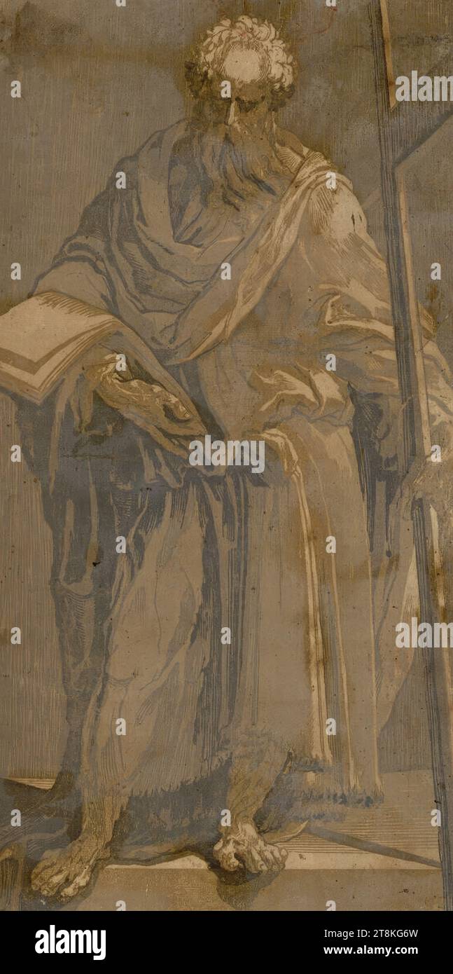 Saint Philippe, Domenico Beccafumi dit Mecarino, Cortine in Valdibiana Montaperti près de Sienne 1484 - 1551 Sienne, vers 1544-1547, impression, clair-obscur gravure sur bois de trois planches Banque D'Images