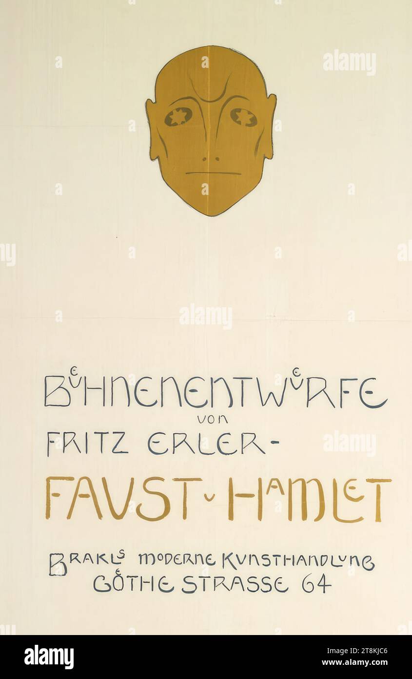 PLANS DE SCÈNE DE FRITZ ERLER ; FAUST et HAMLET ; BRAKLS MODERN KUNSTHANDLUNG GOETHESTRASSE 64, Fritz Erler, Allemagne, 1868 - 1940, 1909, tirage, lithographie couleur, feuille : 1060 mm x 700 mm Banque D'Images