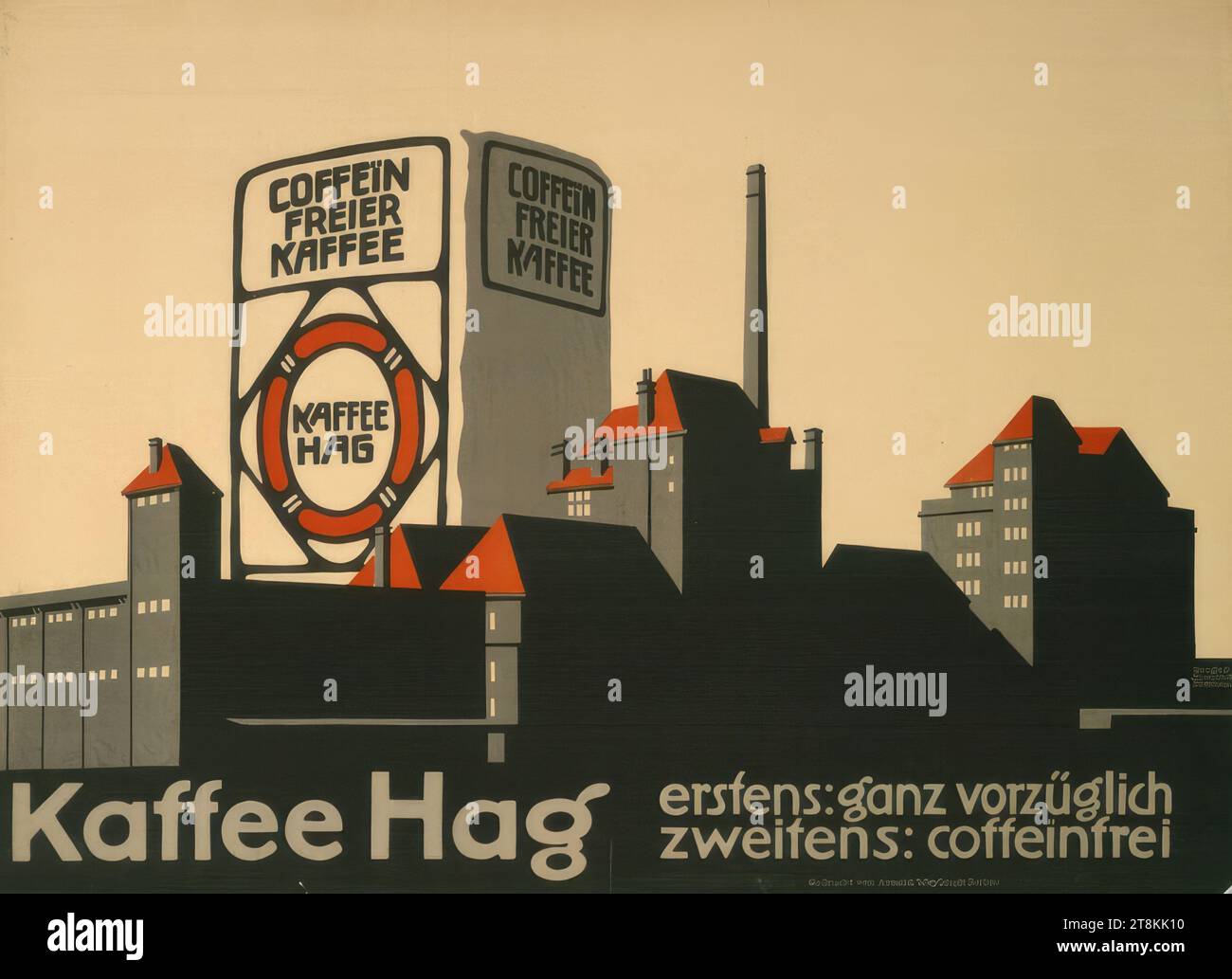 Café Hag ; sans caféine, Alfred Runge, Osnabrück 1881 - 1946 Ahausen near Rotenburg, Eduard Scotland, Bremen 1885 - 1945 Bremen, 1913, tirage, lithographie couleur, feuille : 670 mm x 895 mm Banque D'Images