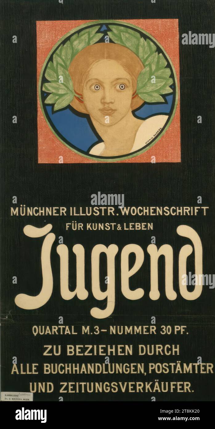 MUNICH ILLUSTR. WEEKLY FOR ART & LIFE ; Youth, Ludwig Raders, Allemagne, 1868 - 1899, 1897/1898, tirage, lithographie couleur, feuille : 550 mm x 300 mm Banque D'Images