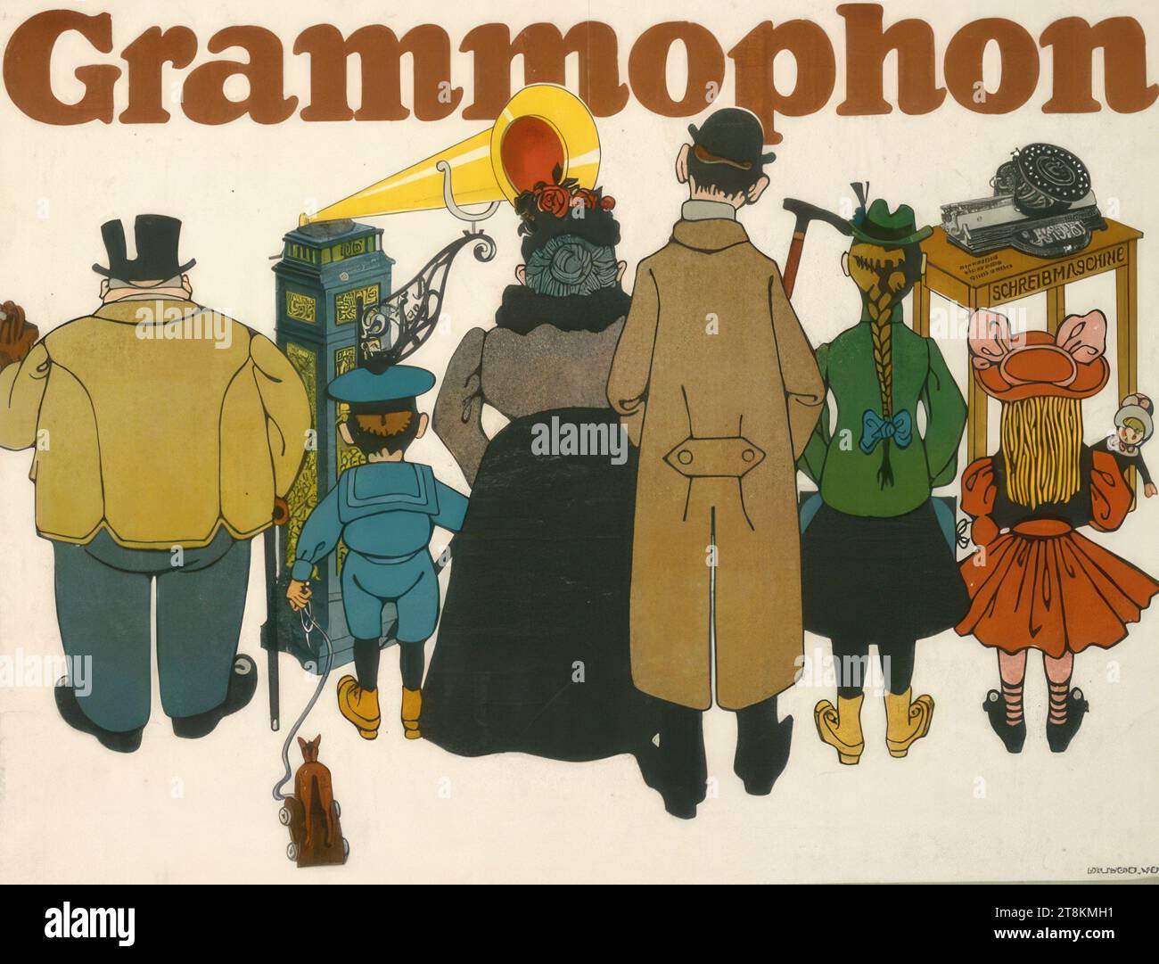 Gramophone, Julius Klinger, Vienne 1876 - 1942, déporté à Minsk, vers 1902, estampe, lithographie couleur, feuille : 450 mm x 605 mm, Autriche Banque D'Images