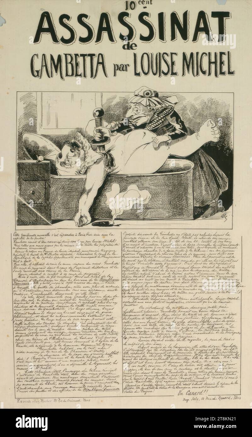 ASSASSINAT de GAMBETTA par LOUISE MICHEL, Anonyme, ca. 1883, impression, lithographie, feuille : 550 mm x 355 mm Banque D'Images