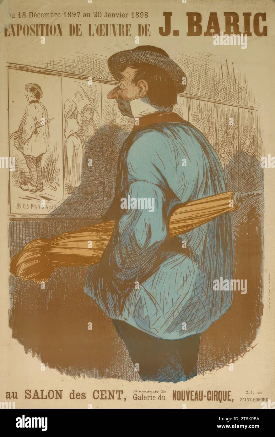 Du 18 décembre 1897 au 20 janvier 1898 ; J. BARIC au SALON des CENT, Galerie du NOUVEAU-CIRQUE, 251, rue SAINT-HONORÉ, Jules Jean Antoine Baric, France, 1825 - 1905, 1897, imprimé, zincographie, feuille : 610 mm x 405 mm Banque D'Images