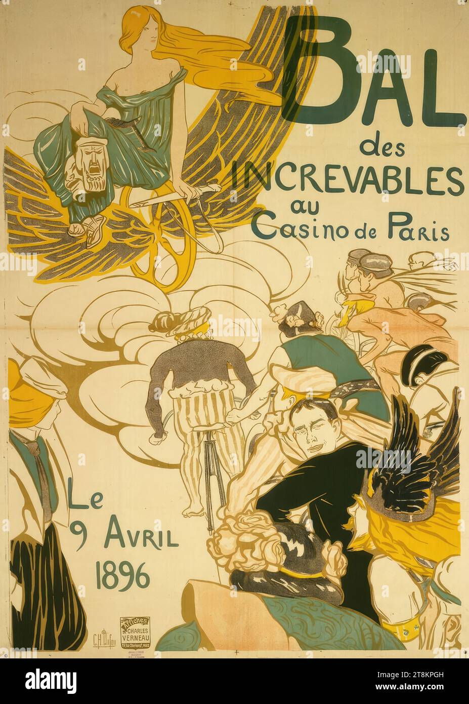 BAL des INCREVABLES au Casino de Paris ; le 9 avril 1896, Clémentine Hélène Dufau, Quinsac 1869 - 1937 Paris, 1896, tirage, lithographie couleur, feuille : 1375 mm x 990 mm, l.l. Stamp, Sagot Banque D'Images