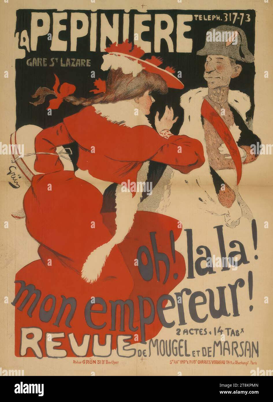 LA PÉPINIÈRE, Jules Alexandre Grün, Paris 1868 - 1934 Paris, vers 1890, tirage, lithographie couleur, feuille : 610 mm x 435 mm Banque D'Images