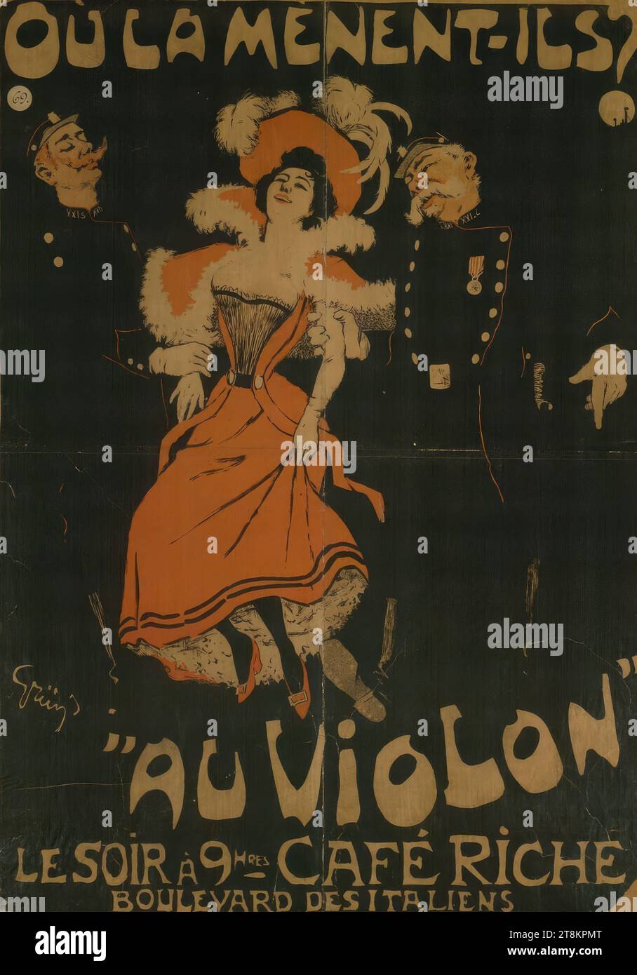 OÙ LA MÈNENT-ILS ? 'Au VIOLON' ; BOULEVARD DES ITALIES, Jules Alexandre Grün, Paris 1868 - 1934 Paris, 1897, tirage, lithographie couleur, feuille : 1240 mm x 890 mm Banque D'Images