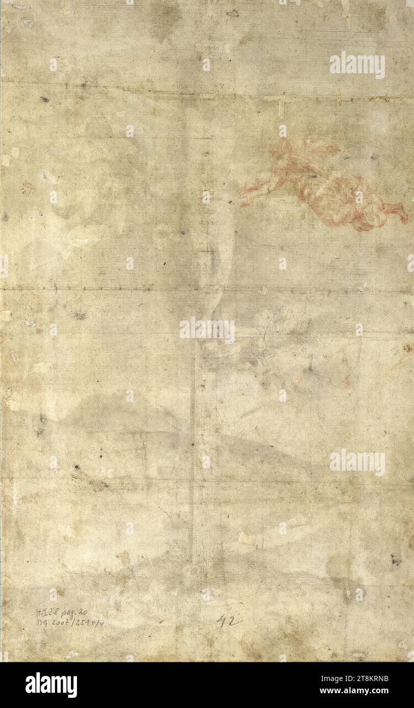 Détail de la crucifixion du Christ : ange étude, anonyme, dessin, craie rouge, feuille : 29,1 x 18,3 cm Banque D'Images