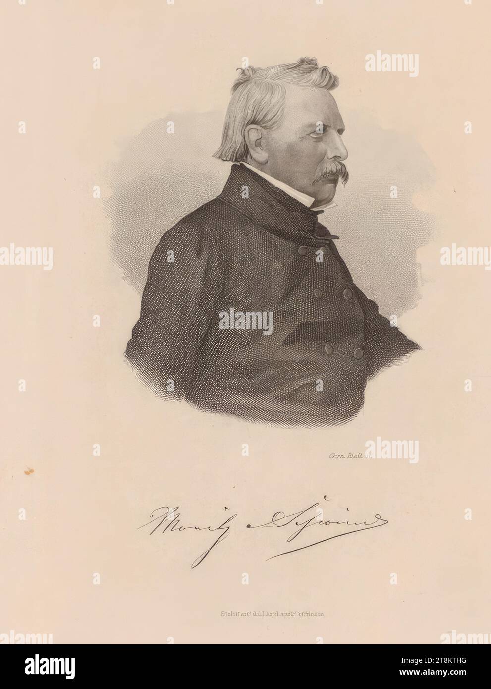 Portrait Moritz von Schwind, vers 1860, tirage, gravure sur acier, feuille : 27,4 × 20 cm Banque D'Images