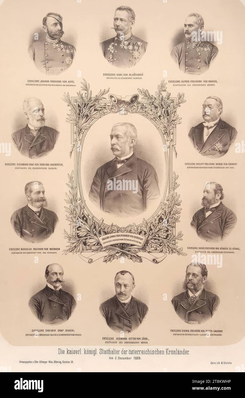 L'impérial. Gouverneur royal des terres de la Couronne autrichienne., le 2 décembre 1888. », « Patriotic Memorial Sheet, pour célébrer le, la plupart des quarantième anniversaire du gouvernement, sa Majesté impériale et royale apostolique, notre très gracieux Seigneur et empereur, François-Joseph le Premier.', 1888, impression, lithographie avec plaque d'argile sur papier, feuille : 57,9 × 43 cm Banque D'Images