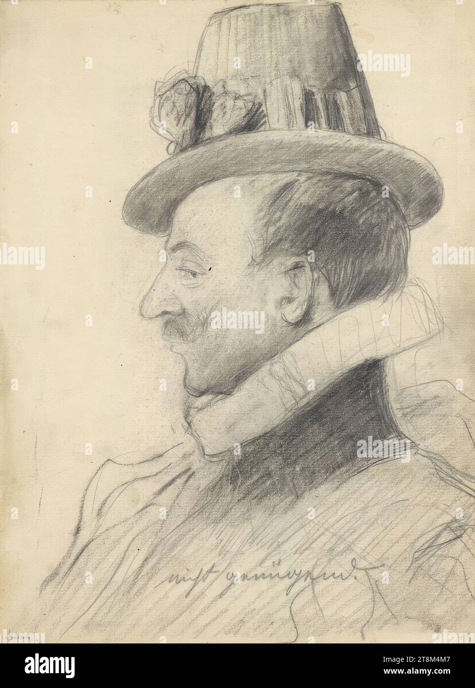 Noble espagnol avec chapeau, Hagengesellschaft, Leopold Stolba (Gaudenzdorf/Vienne 1863 - 1929 Vienne), dessin, crayon, 24,2 x 18,2 cm, en bas au centre: "Pas assez Banque D'Images