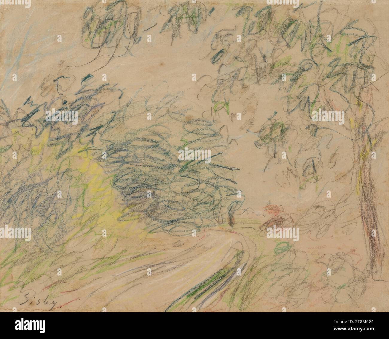 Sentier forestier, Alfred Sisley (Paris 1839 - 1899 Moret-sur-Loing), c. 1897, dessin, pastel, sur papier renard, 16,9 x 21 cm Banque D'Images