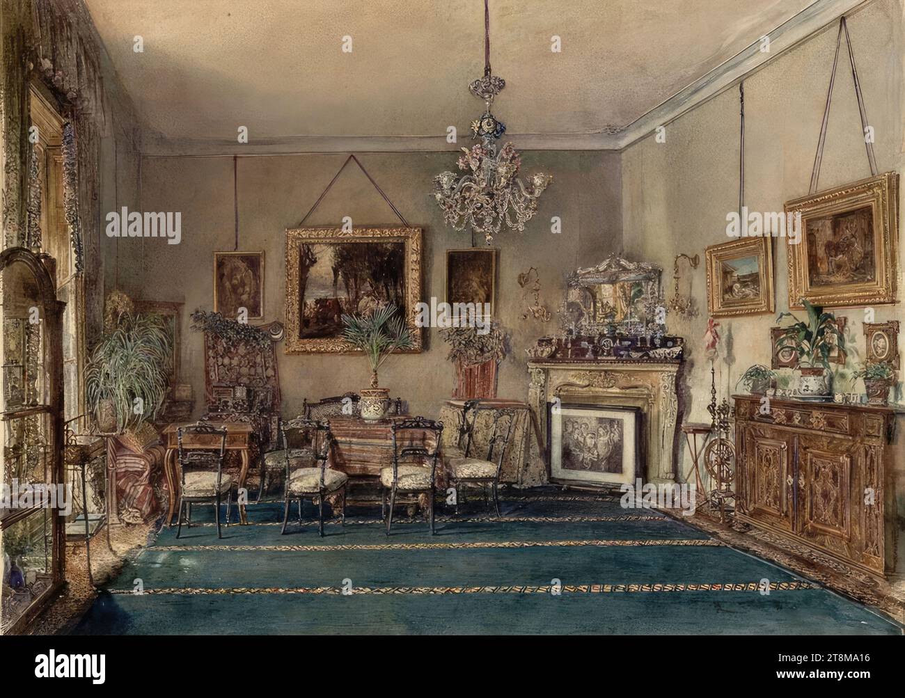Intérieur de salon de la période Makart, Rudolf von Alt (Vienne 1812 - 1905 Vienne), 1878, dessin, aquarelle, 32,9 x 47,9 cm Banque D'Images