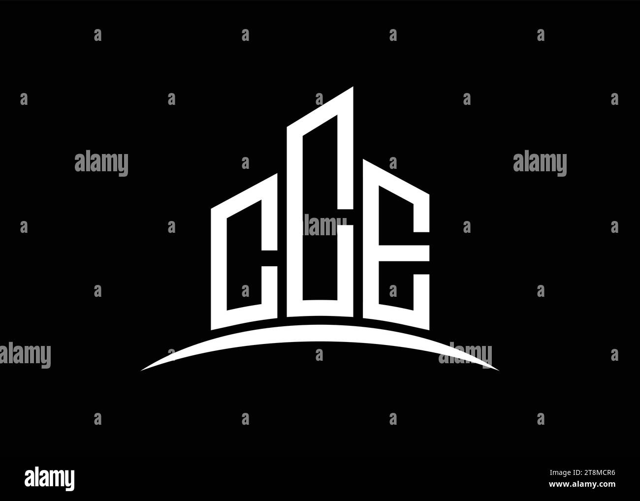 Modèle de conception de logo de monogramme de vecteur de construction de lettre CCE. Logo CCE de la forme du bâtiment. Illustration de Vecteur