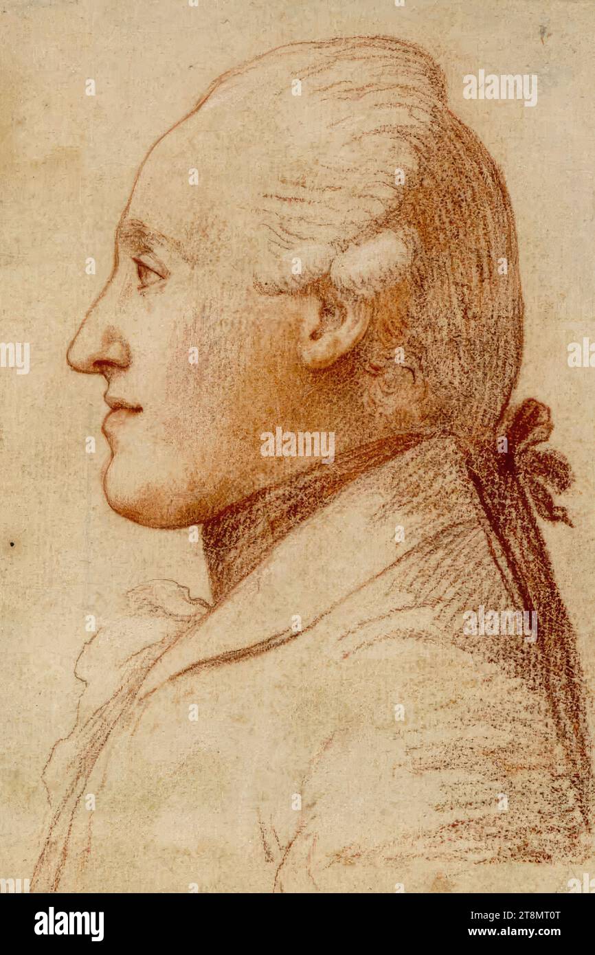 Portrait en demi-longueur du duc Albert de Saxe-Teschen à gauche, Johann Peter Pichler (Bozen 1765 - 1807 Vienne), dessin, craie rouge, 13,2 x 8,9 cm, re. Ci-dessous : Lagoy, pas de cachet de collectionneur Duc Albert de Saxe-Teschen, sur le carton de base : 'Gio. Pichler, Intagliatore., Ritratto dell' Archiduch. Maria Christina, del Duca Alberto di Saxen Teschen [...] sposo, [...] Roma 1789 Banque D'Images