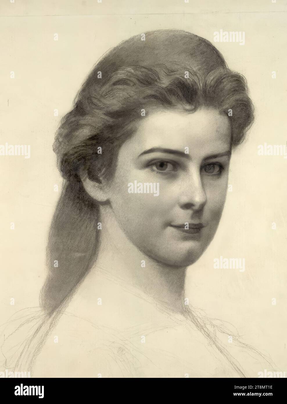 Impératrice Elisabeth d'Autriche, Georg Martin Ignaz Raab (Vienne 1821 - 1885 Vienne), vers 1867, dessin, fusain, section passe-partout : 44,3 × 34,3 cm Banque D'Images
