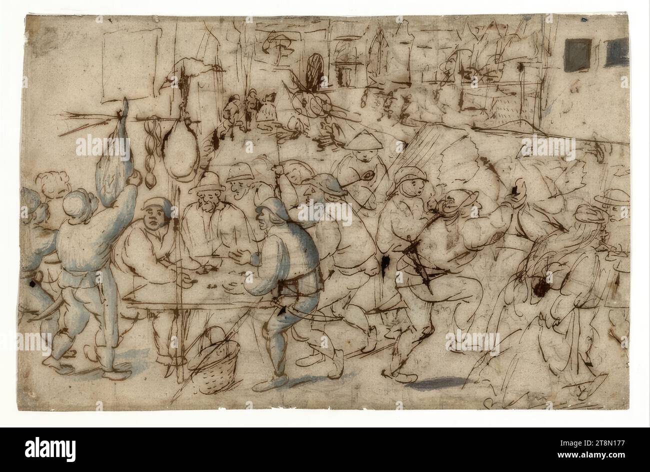 Juste avec le mariage de Mopsus et Nisa, Marten van Cleve (l'ancien) (Anvers 1527 - 1581 Anvers), dessin, plume et encre en brun, bleu lavis, 19,2 x 29,5 cm Banque D'Images