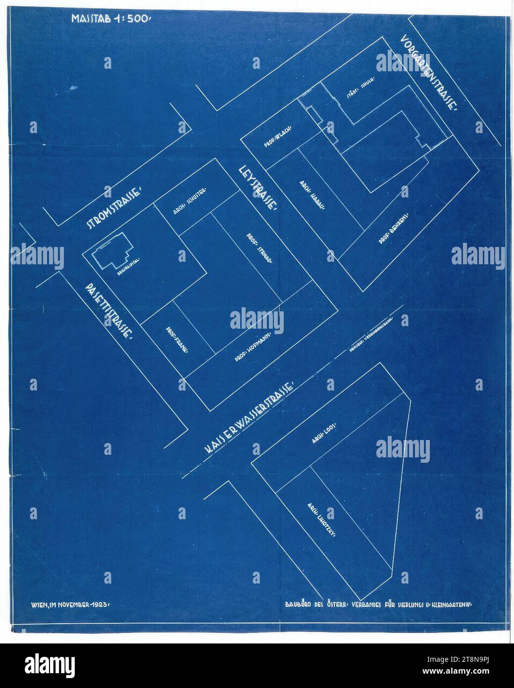 Winarskyhof (aujourd'hui : Otto-Haas-Hof), Vienne XX., artère, plan du site, 1923, dessin architectural, plan, 783 x 628 mm Banque D'Images