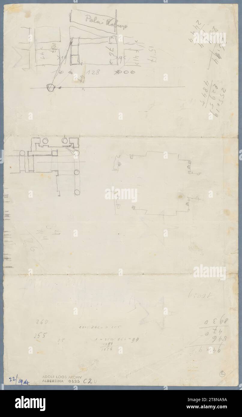 Aménagement des terrains horticoles, Vienne I., Parkring, détails, 1917, dessin architectural, papier ; crayon, 339 x 209cm Banque D'Images
