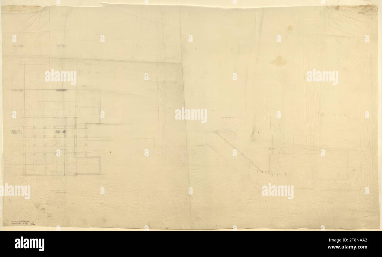 Aménagement des terrains horticoles, Vienne I., Parkring, plan d'étage, 1917, dessin architectural, Transpapier ; crayon, 437 x 730mm Banque D'Images