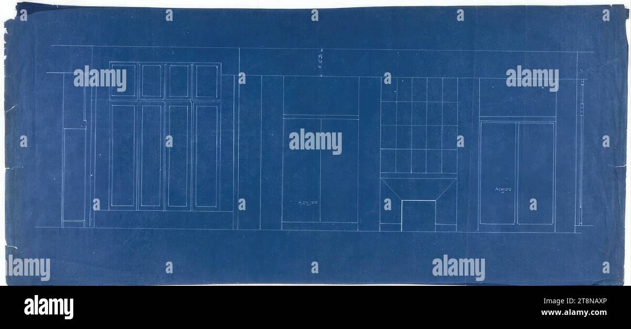 Maison Tristan Tzara, Paris XVIII, 15, Avenue Junot, France, élévation de mur de cheminée, planification 1925, construction 1926, dessin architectural, plan, 330 x 715 mm Banque D'Images