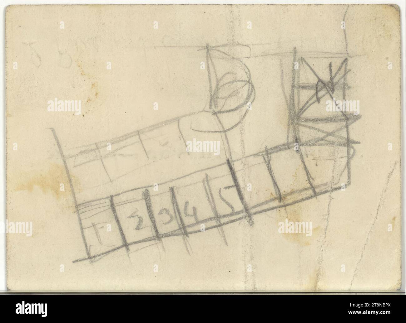 Immeuble, carte de visite Plan d'étage, dessin architectural, papier ; crayon, 61x84mm Banque D'Images