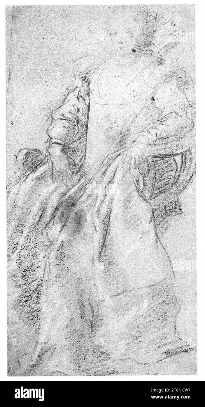 Veronese - Vroegere toeschrijving - Etude d'une dame en pied assise sur une chaise Savonarola, I 91 (PK). Banque D'Images