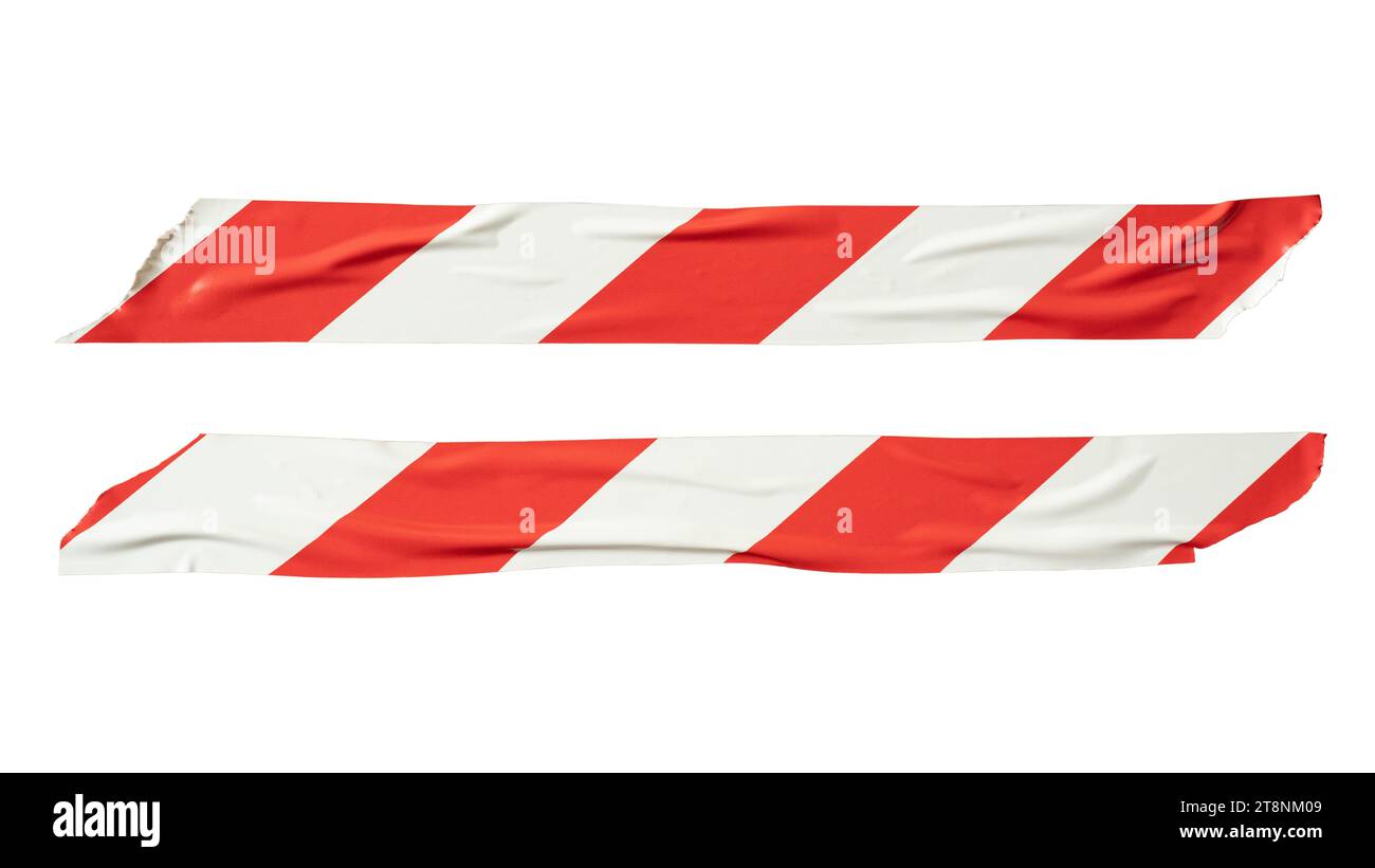 Ruban de barricade rouge et blanc sur fond blanc avec chemin de détourage Banque D'Images