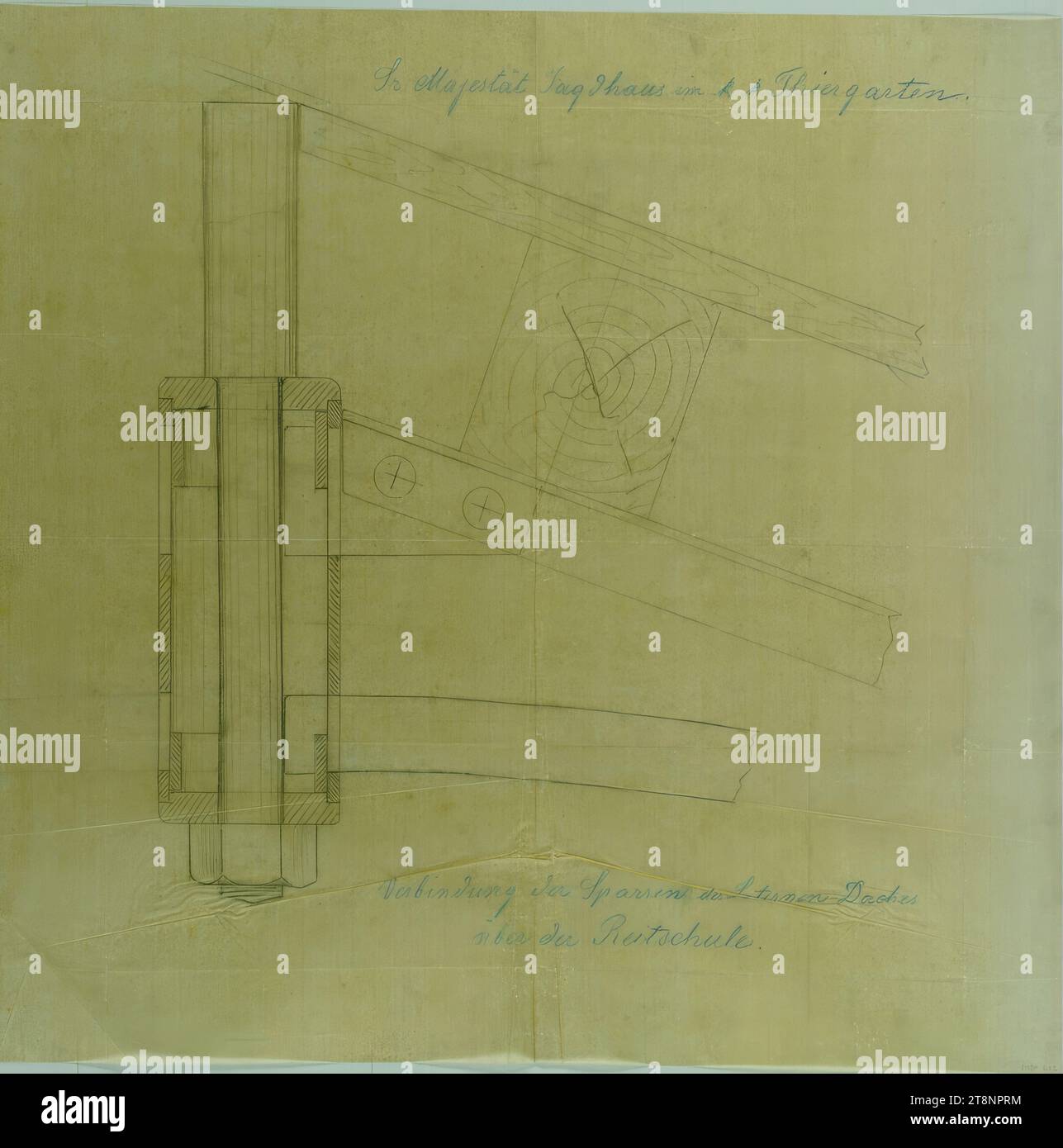 Vienne XIII, Hermesvilla, Carl von Hasenauer (Vienne 1833 - 1894 Vienne), plan, crayon sur papier Banque D'Images