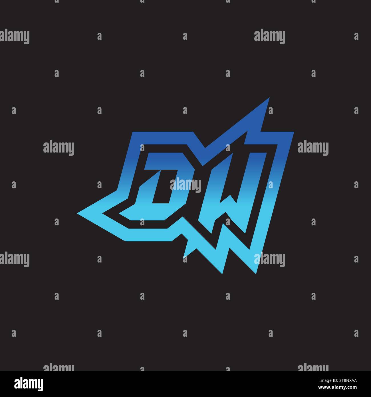 DW initial inspiration logo design eSport et idées de clan de jeu Illustration de Vecteur