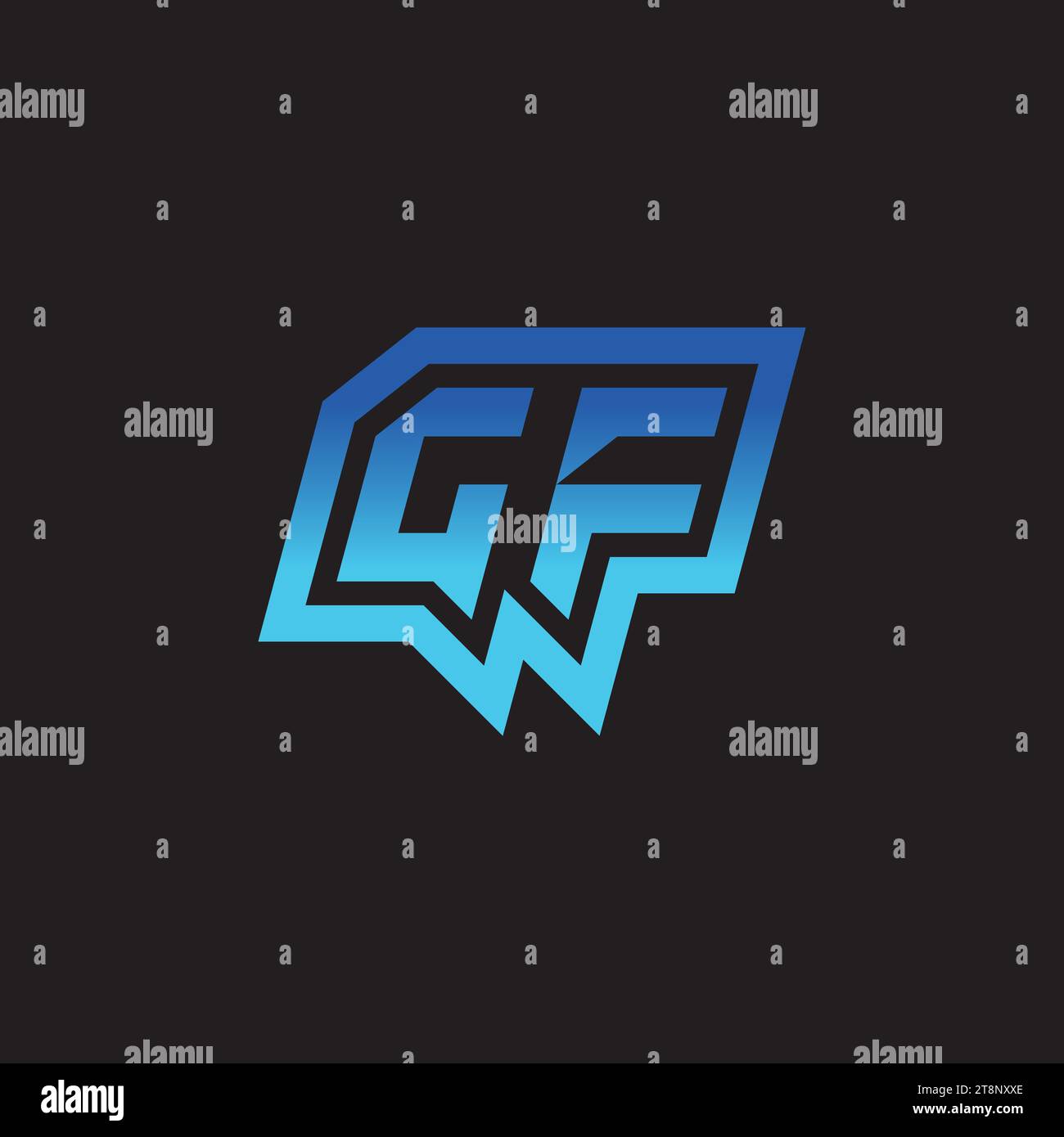 GF initial inspiration logo design eSport et idées de clan de jeu Illustration de Vecteur
