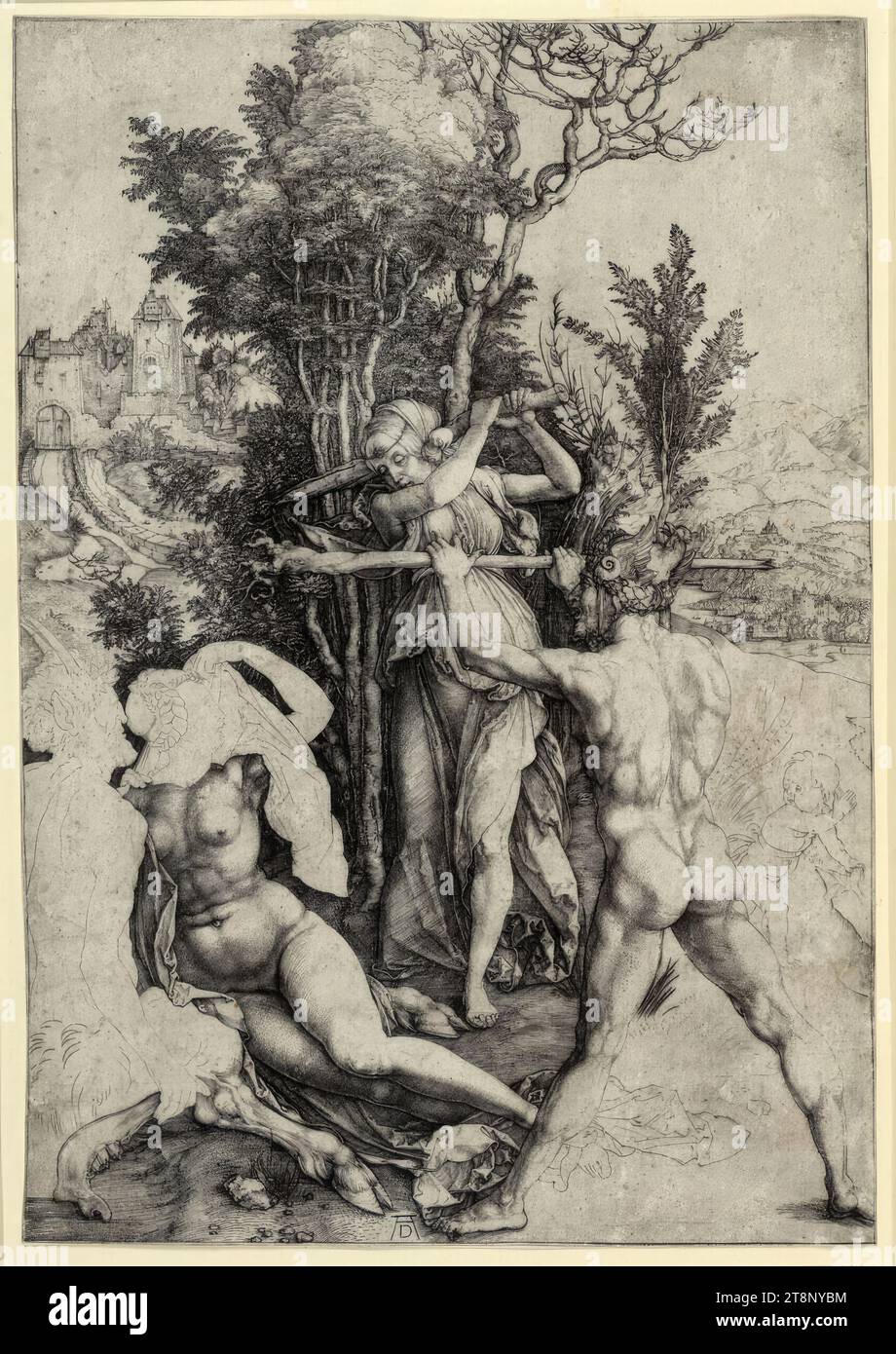 Hercule au carrefour, Albrecht Dürer (Nuremberg 1471 - 1528 Nuremberg), vers 1498, estampe, gravure sur cuivre, feuille : 31,7 × 22,2 cm Banque D'Images