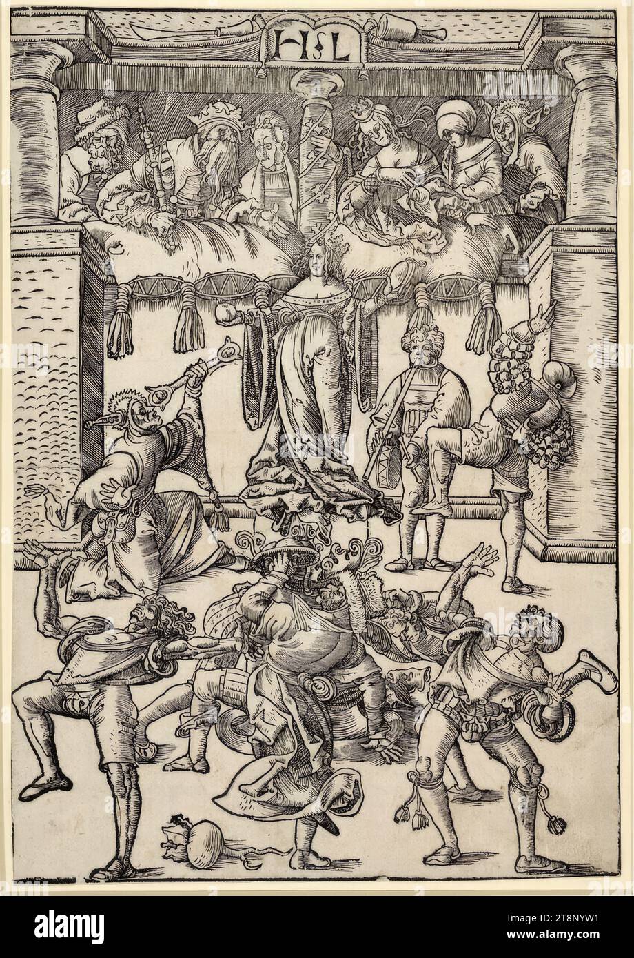 Morris Dance, Master HL (actif entre 1511 et 1533 sur le Rhin supérieur), début du 16e siècle, estampe, gravure sur bois, planche : 37 x 25,6 cm Banque D'Images