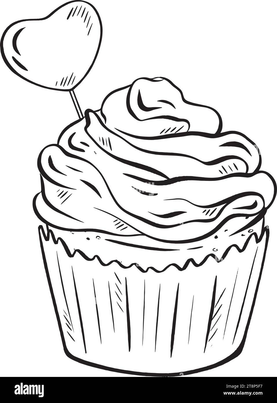 Garniture en forme de coeur sur un cupcake. pour les mariages bachelorette parties anniversaires anniversaires. un petit plus dans les menus enfants. pour les boulangeries Illustration de Vecteur