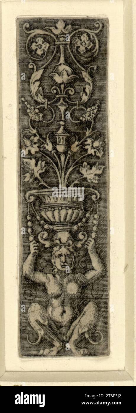 Gaine poignard avec sirène, Monogrammist AC (pays-Bas, 1e moitié du 16e siècle), 1e moitié du 16e siècle, impression, gravure sur cuivre, feuille : 7,8 x 2,2 cm Banque D'Images